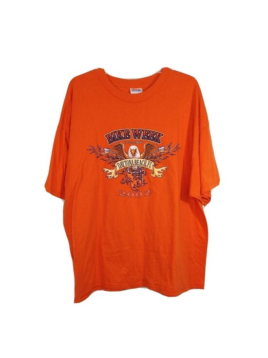 Hanes Other - Hanes Bike Week T-Shirt Men Size 2XL Orange Daytona Short Sleeve Biker FLAW